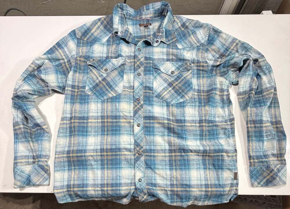 Patagonia Men's Long-Sleeved Western Snap Shirt Blue Plaid XL